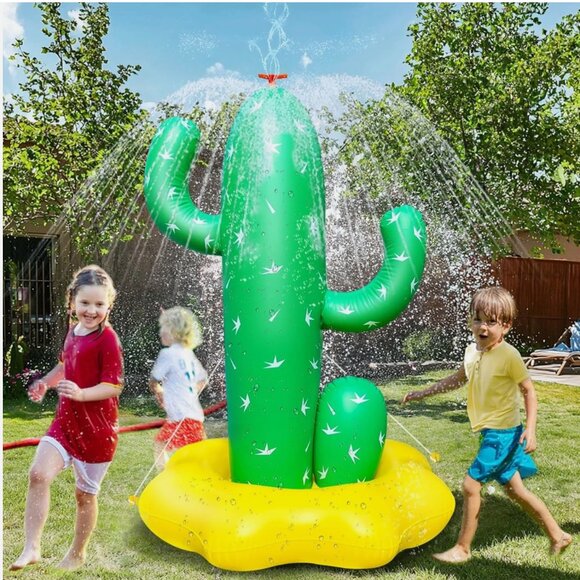 Giant Inflatable Cactus Sprinkler for Kids Ages 3+, 64" Large Outdoor Water Toy - Picture 4 of 7